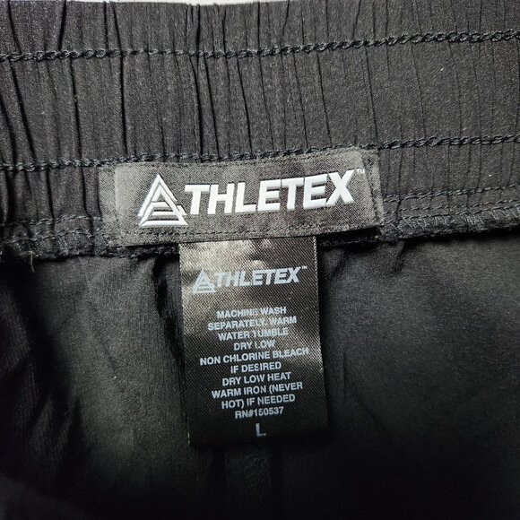 Athletex Jogger Pants Mens Large Black Tapered Drawstring Water Resistant Nylon - Picture 5 of 12